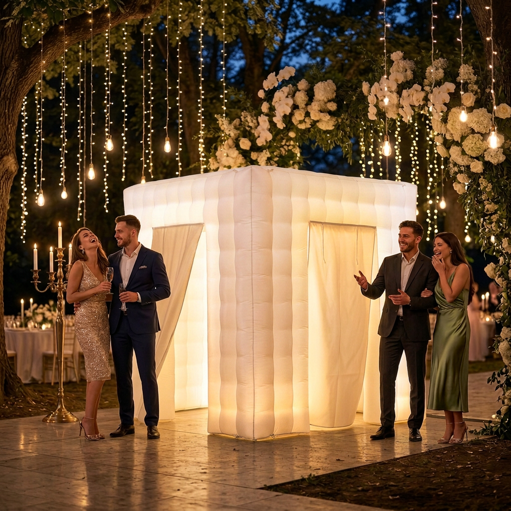 Elegant luxury photo booth setup at a wedding reception in Greensboro, NC